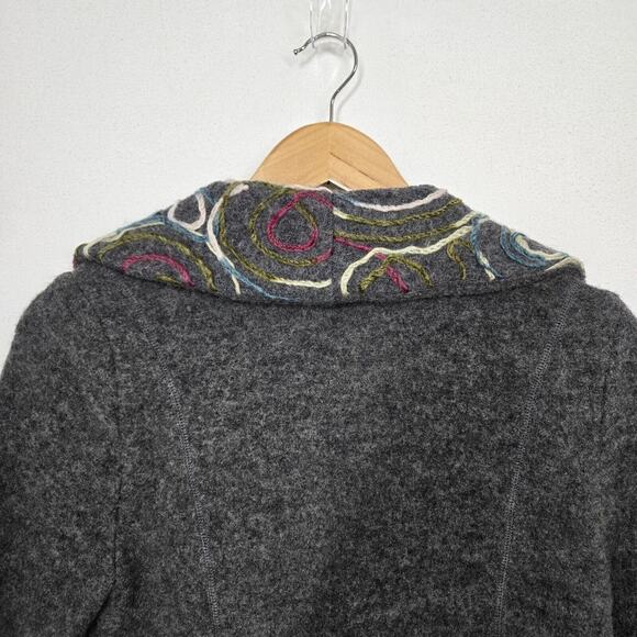 North Style 100% Wool Jacket Sz S Gray Embroidered Full Zip Front - Picture 8 of 14